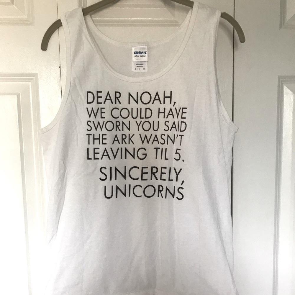 White unicorn tank top. Never worn